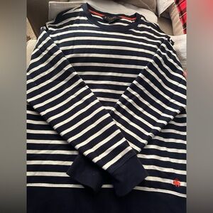 Brooks Brothers Navy and White Striped Crewneck Sweater